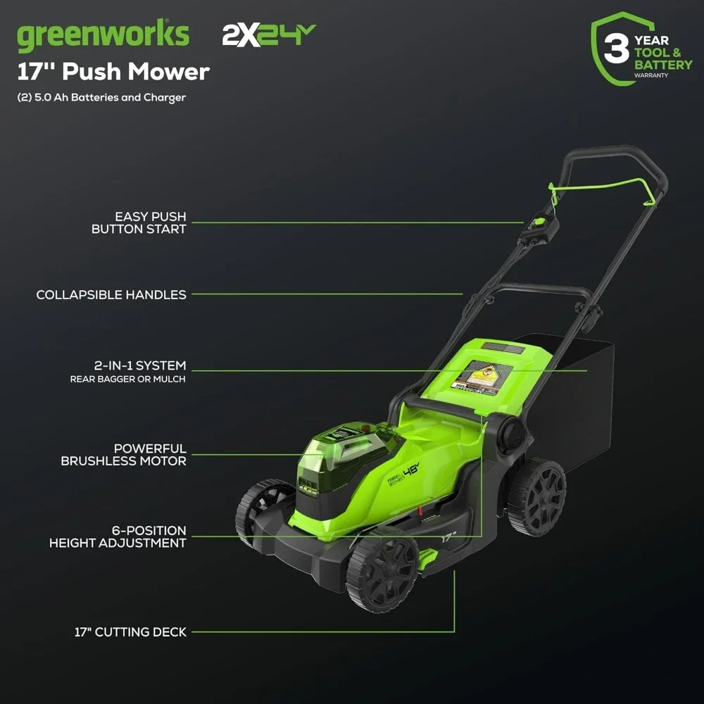 Brushless Cordless (Push) Lawn Mower + Blower + 12