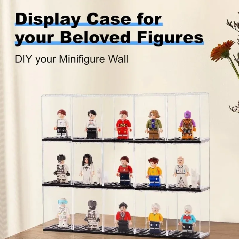 20 pcs acrylic mini doll display cabinet transparent dustproof building block doll storage display rack storage storage box