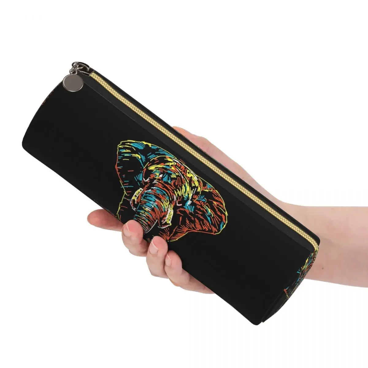 Colourful Abstract Elephant Neon Illustration Pencil Cases Pencil Pouch Cylinder Pen Box Pencil Bag for Students School