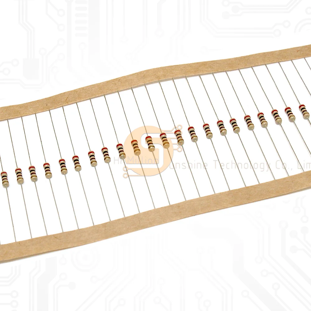 100PCS 5% 1/4W Carbon Film Resistors 1R-10M 1K 5K 10K 4K7 100K 560K 1M 3M3 Ohm Color Ring Resistance 10R 20R 47R 100R 150R 220R