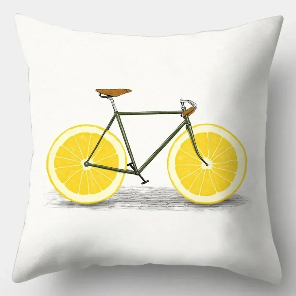 Bananas Elephant Pineapple Bicycle Cushion Covers Pattern Cushion Cover Suitable for Sofa Bedroom Car Pillow Cover