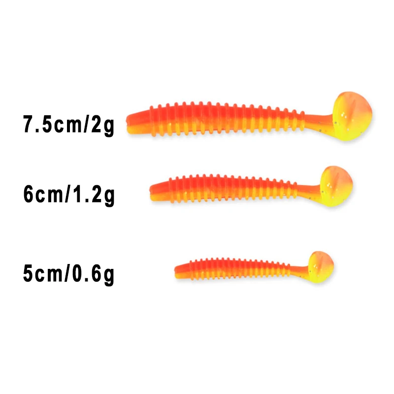 10 pçs/lote iscas moles de silicone vermes iscas 5cm 6cm 7.5cm jigging wobblers iscas de pesca artificial para baixo carpa enfrentar