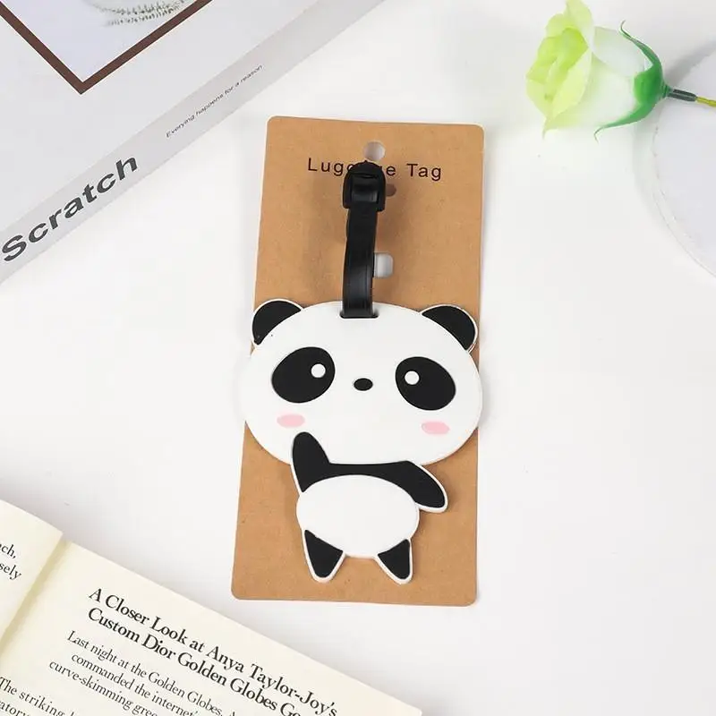 Niedliche Gepäckanhänger aus Silikon in Panda-Form mit verstellbarem Riemen, wasserdicht für Geschäftsreisen – Detail 6