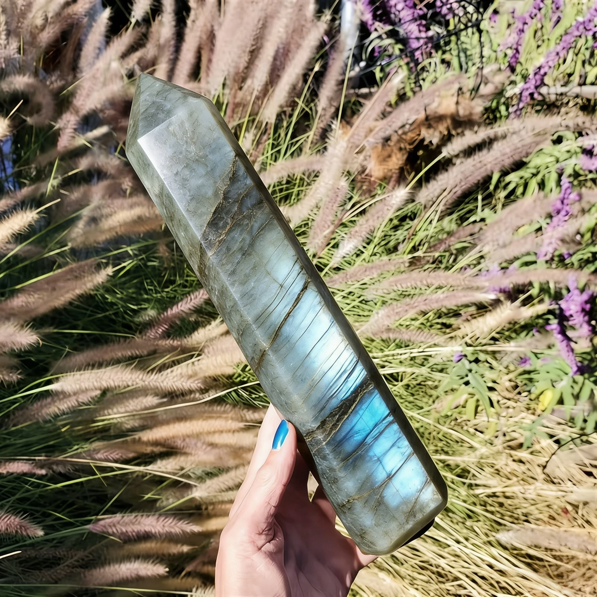 Natural Labradorite Point, A Perfect Crystal Gift, An Incense Stone, The Central Point of a Magic Circle