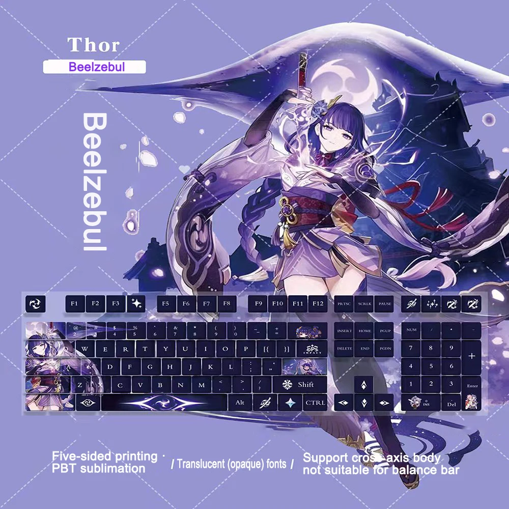

104 Keys Keycap Genshin Impact Theme PBT Anime keycap Mechanical Keyboard Cap Cherry Profile Multi-role Game Keyboard Decor Gift