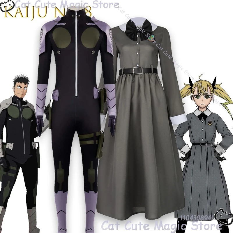 

No.8 Hosaka Soshiro Cosplay Kaiju Costume Black Team Uniform Anime Character Roleplay Outfit Kikoru Shinomiya Halloween Party