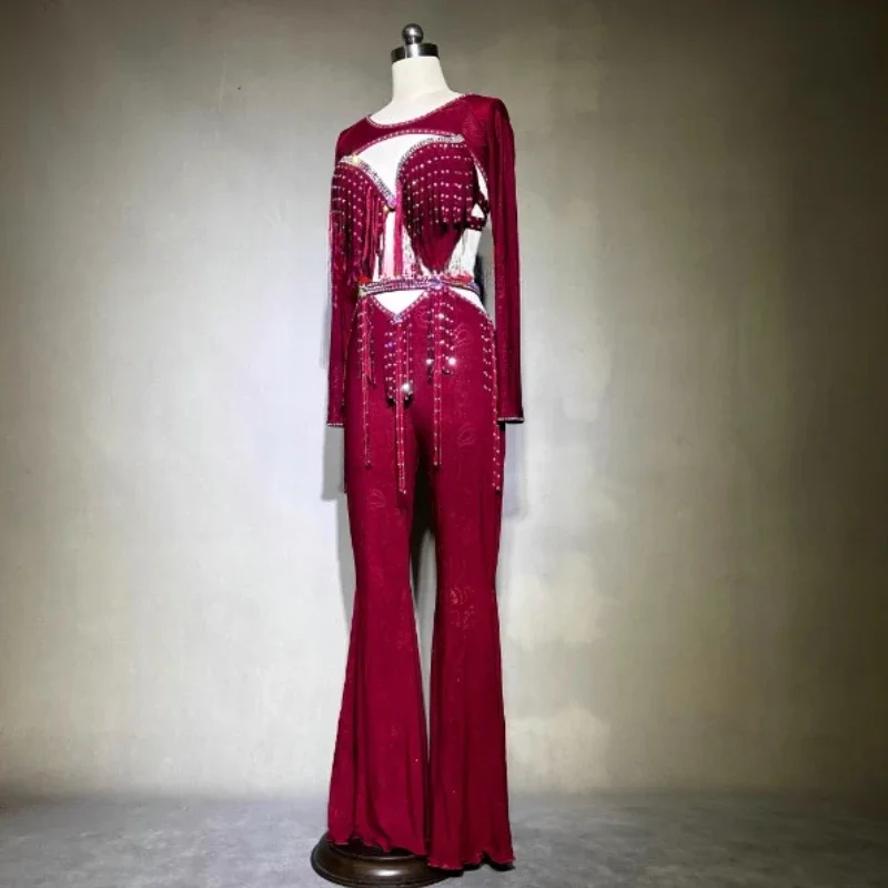 New Belly Dance Inspired Performance Suit Latin Jazz Tango Fusion Style Pants Eastern Dance Competition Performance Suit