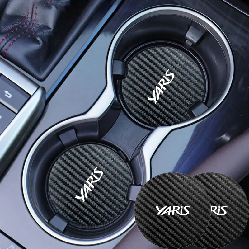 2PCS Car Cup Coaster Non-Slip Drink Holder Mat Accessories For Toyota Yaris 2022 2021 2020 2015 2016 2018 2011 2012 2013