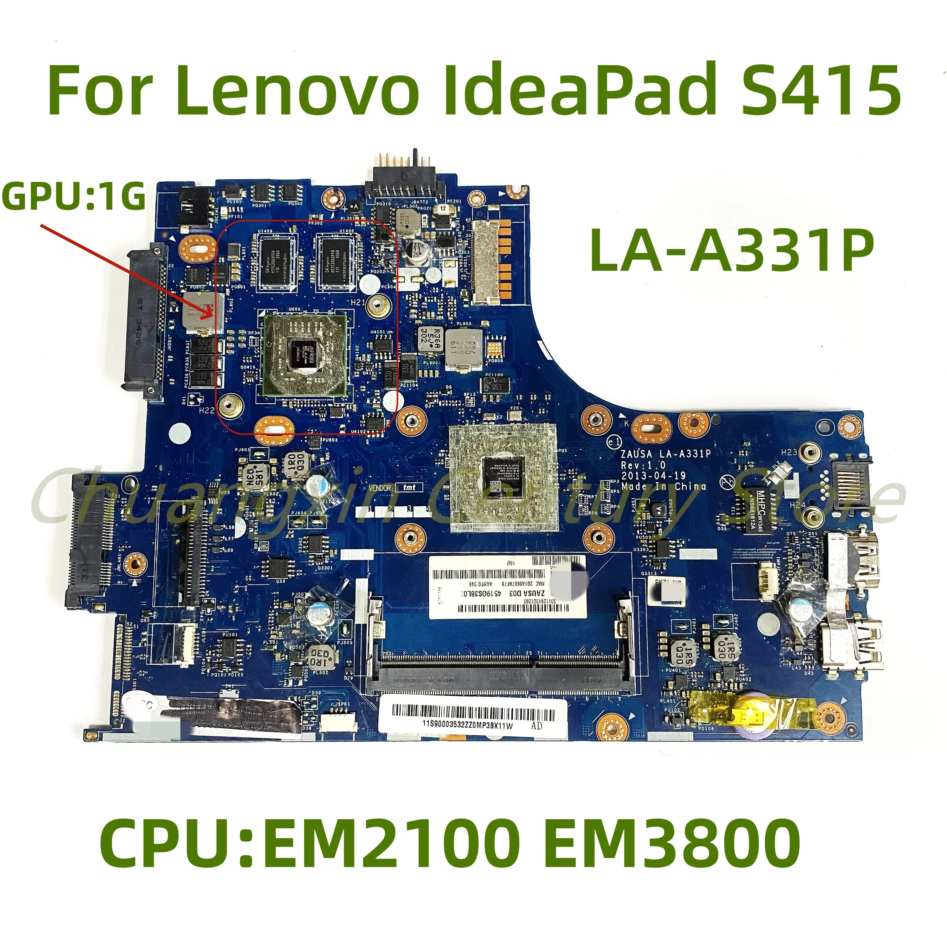 Suitable for Lenovo IdeaPad S415 laptop motherboard LA-A331P with EM2100 EM3800 CPU 2GB GPU 100% Tested Fully Work