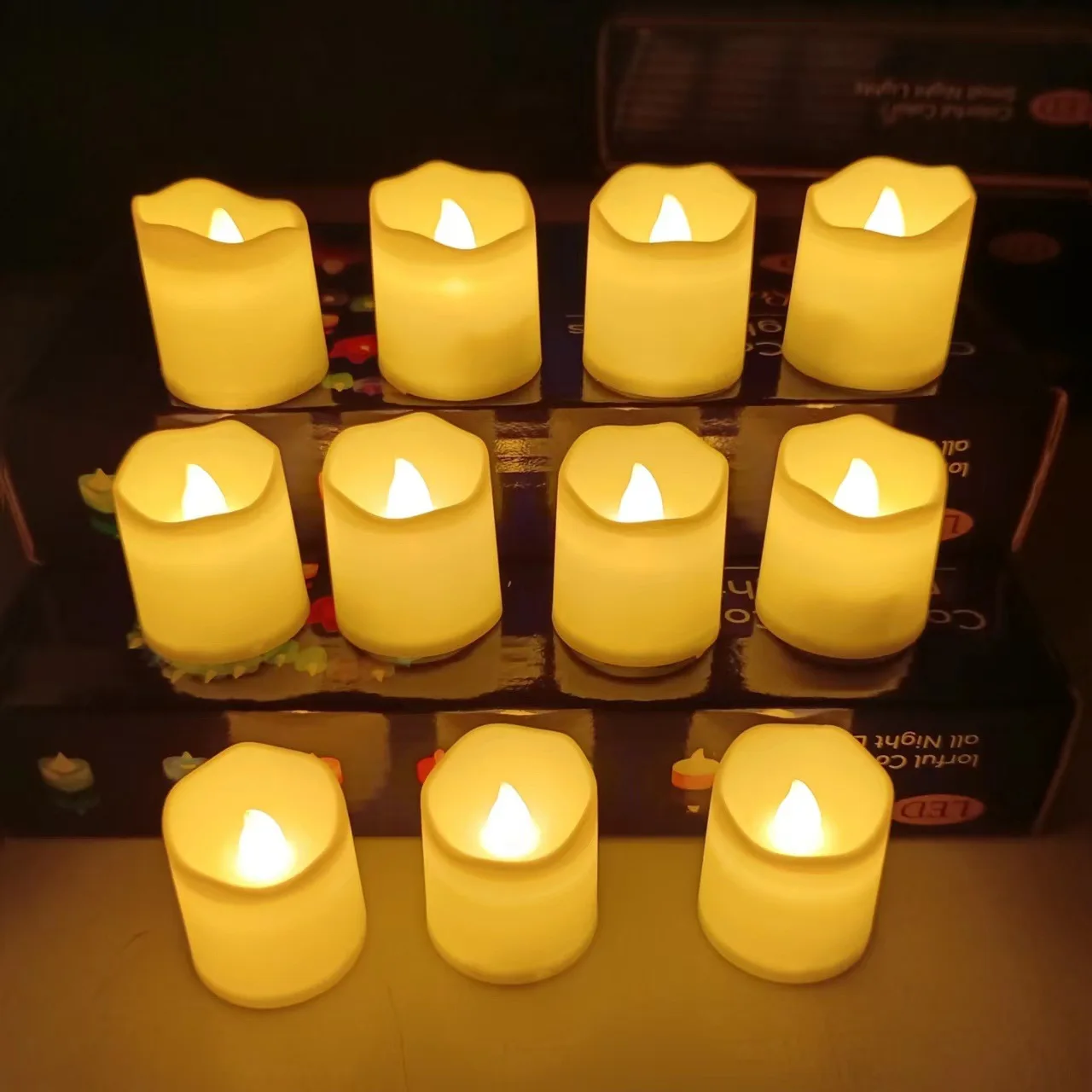 24Pcs Flameless LED Candle Lights Creative Wishing Led Tea Lamp Warm White Halloween Wedding Christmas Decoration Candle Light