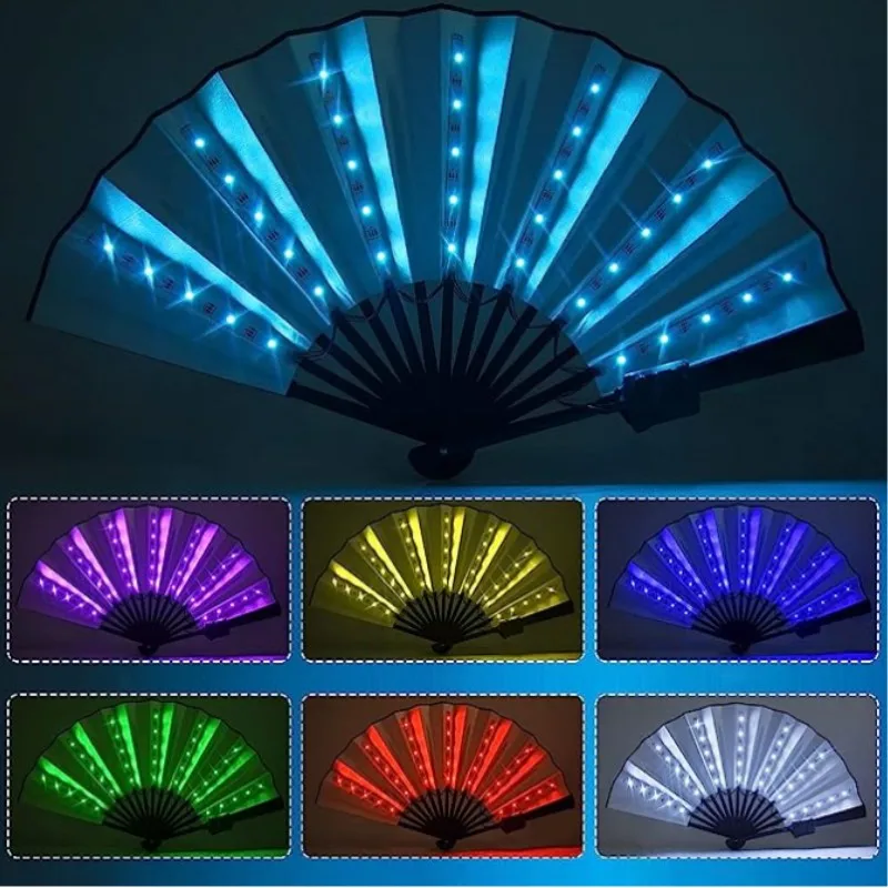 

Party LED Glowing Fan Luminous Folding Fan Colorful Party/Dance LED Fan Stage Performance DJ Show Wedding Light Up Fan Decor