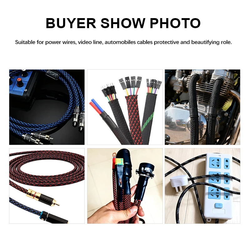 1 - 100m Insulation PET Braided Sleeving 2/4/6/8/10/12/14 - 50mm Wire Wrap Cover Expandable Nylon Sheath Protection Cable Sleeve