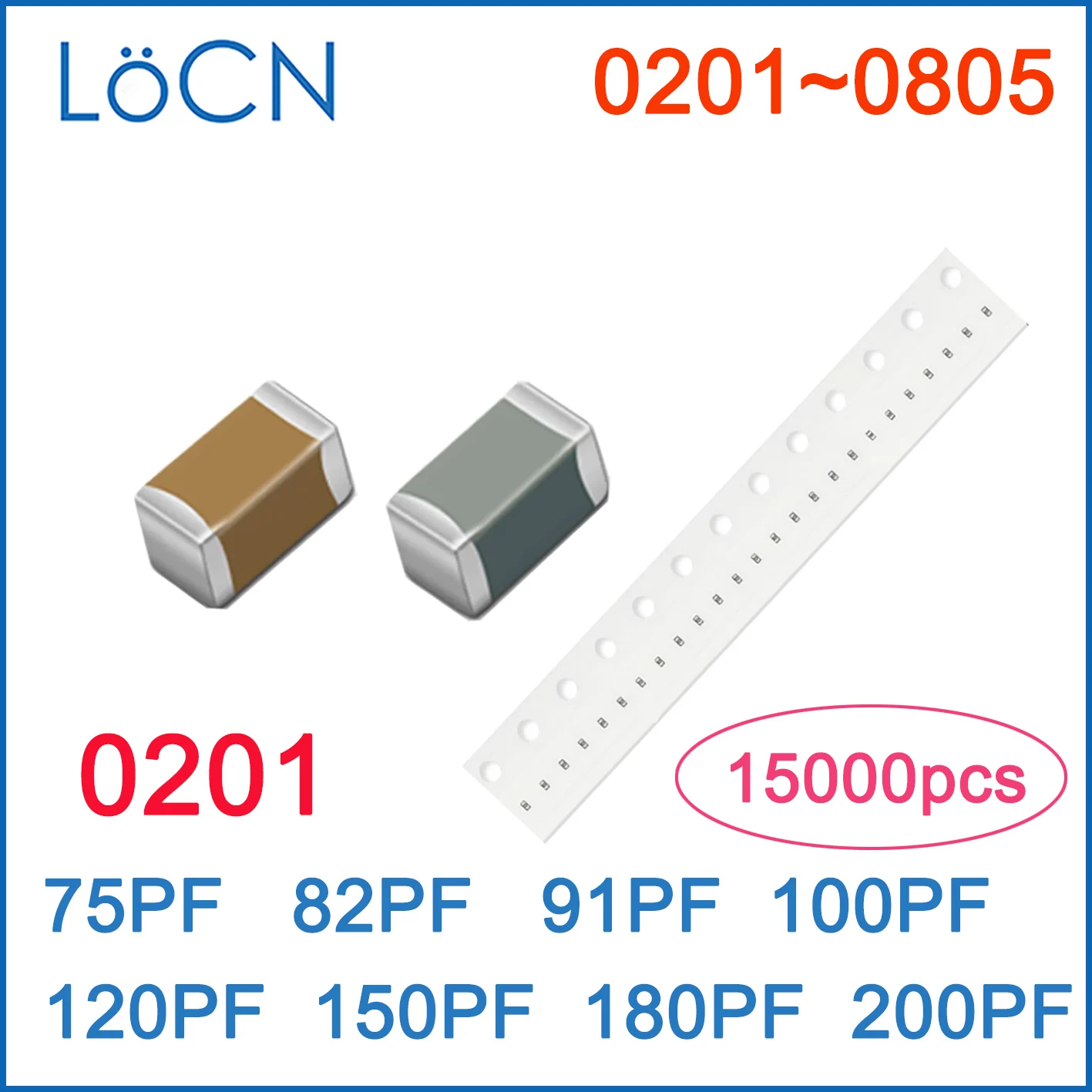 15000 sztuk 0201 75PF 82PF 91PF 100PF 120PF 150PF 180PF 200PF COG/NPO X7R RoHS 50V 5% kondensator SMD wysokiej jakości