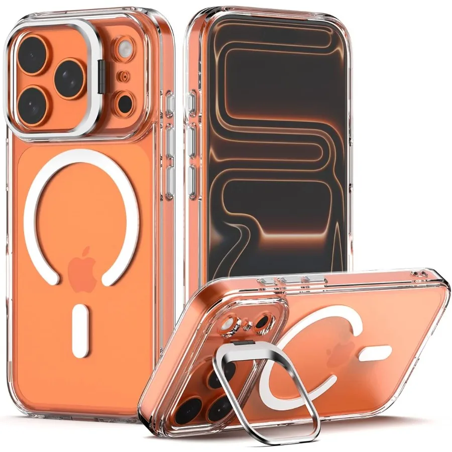 

Чехол для iPhone 17 Pro, совместимый с MagSafe, противоударный, прочный, защитный, с регулируемой подставкой, матовый