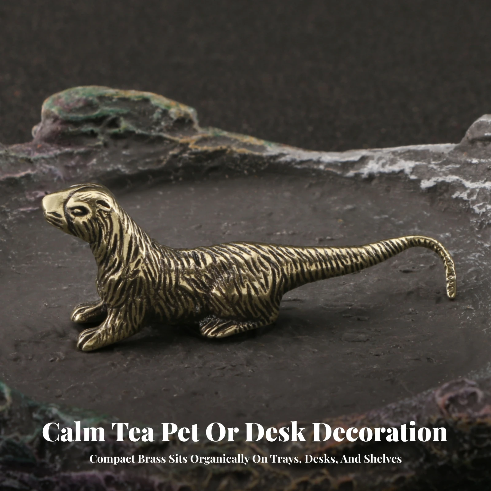 Otter Figurine Small Brass Otter Tea Pet Figurine Decorative Tea Pet Ornament Sturdy for Collectors, Desk, Office