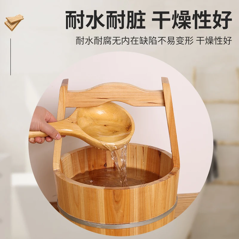 Saunaeimer aus natürlichem Holz, pflanzliche Fußbadewanne für Spa und Therapie mit heißem Frühling, tragbarer, handgefertigter Warmwasser-Einweichbehälter