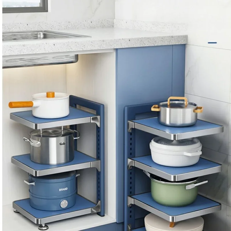 Pot Rack Kitchen Pot Storage Shelf Cabinet Pot Rack Multi-Functional Kitchen Sink Corner Storage Closet Organizer