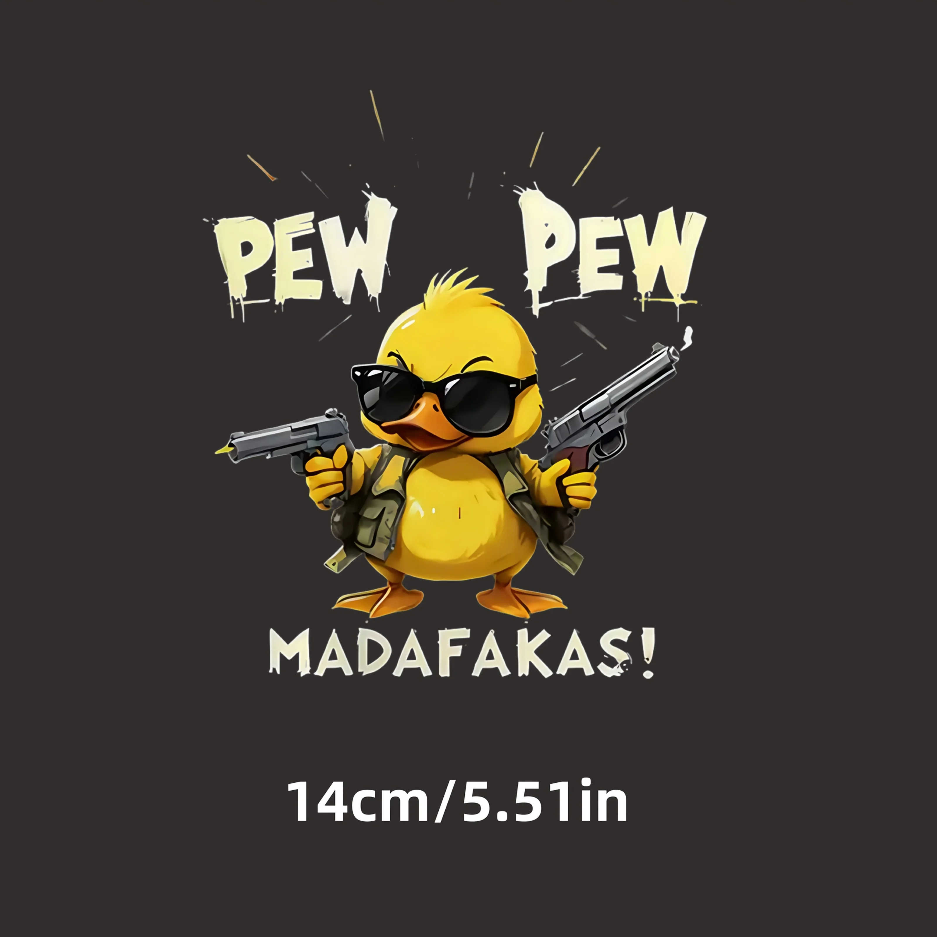 ملصق فينيل كرتوني مسلح بالكامل على شكل بط - تصميم مضحك "PEW PEW" للسيارات والشاحنات والدراجات النارية والأمتعة والمزيد #3