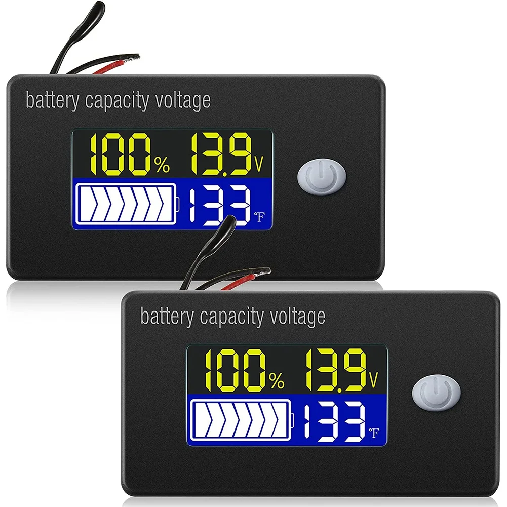 Tools 2Pc Battery Capacity Voltage Meter with Alarm and External Temperature Monitor 0-179 Fahrenheit Lead Acid Battery