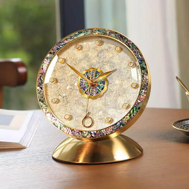 Light luxury high-end seat clock, living room desktop clock, desktop shell, high-end ornament, exquisite clock placement