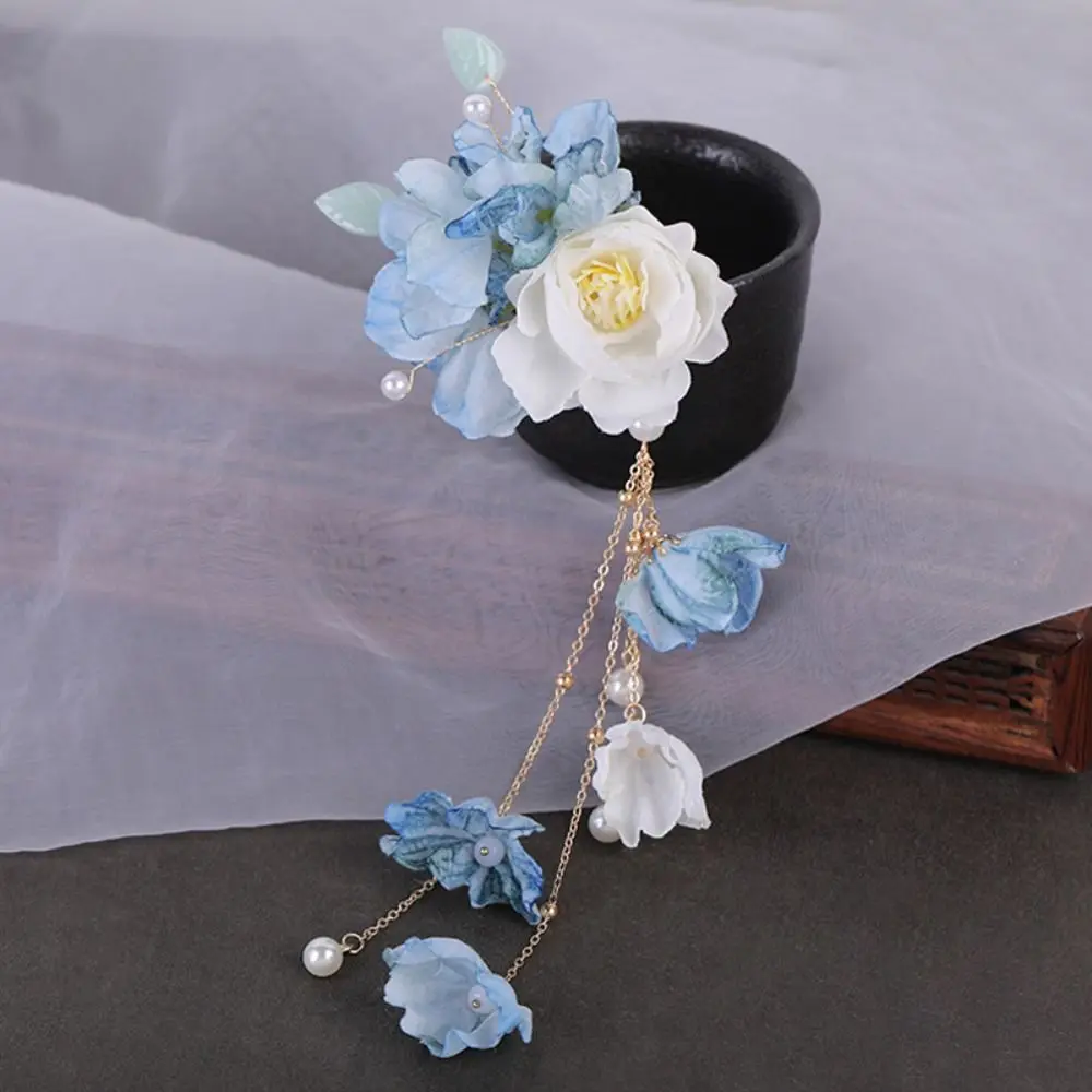 

Exquisite Tassel Hanfu Hair Accessories Colorful Pearl Chinese Style Hair Clip Ancient Style Headpieces Flower Hairpin Women