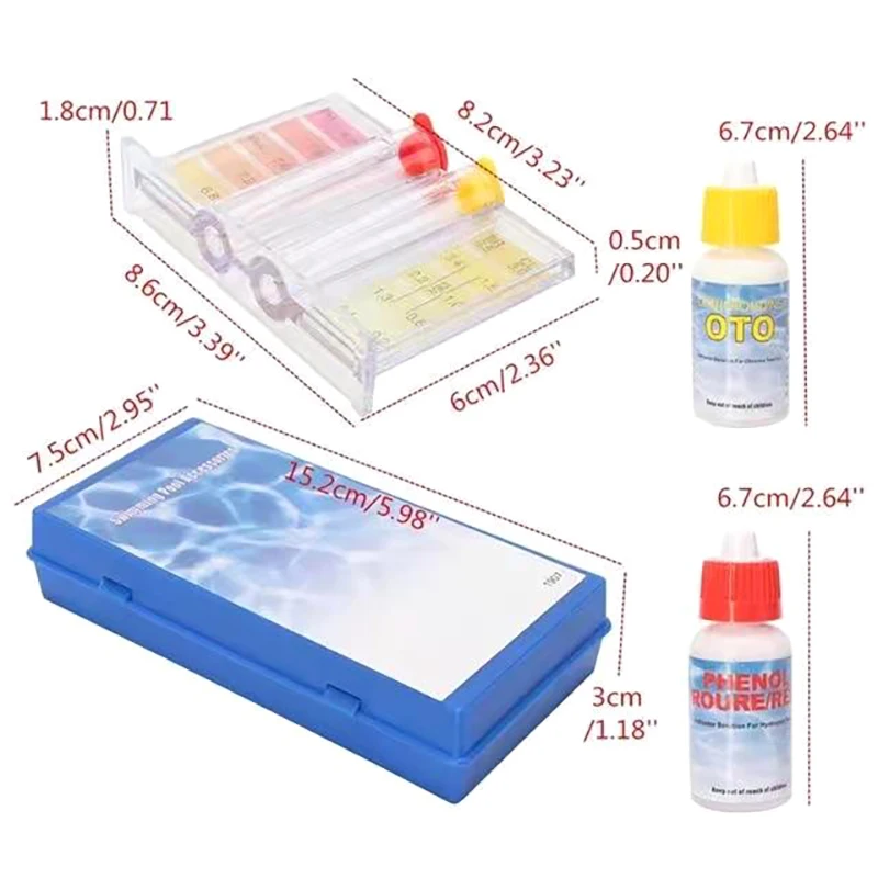 PH Test Solution PH Testing Pipe Water Quality Test Solution With Testing Strip Tube Tool For PH Residual Chlorine Detection