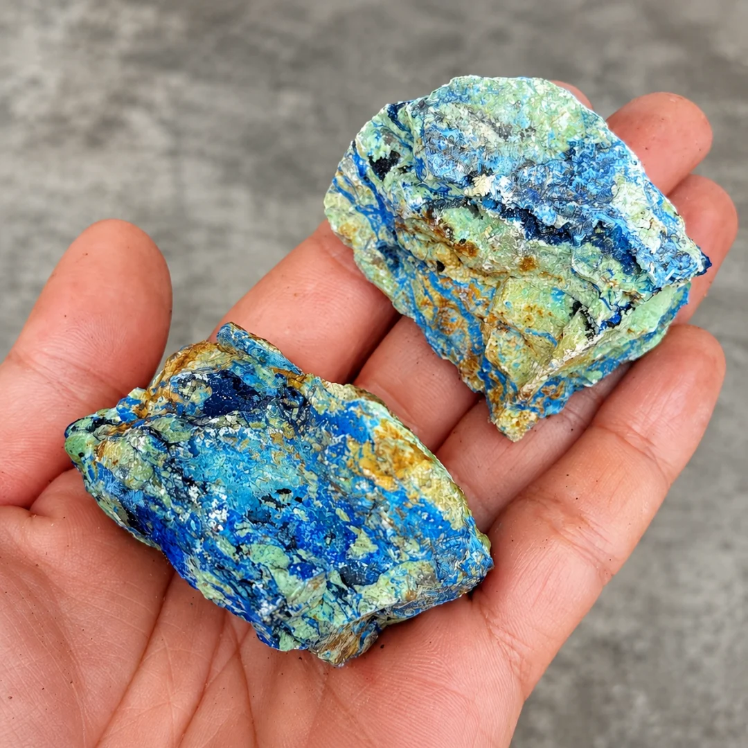 Natural Azurite Rough Raw Stone Azurite Malachite Symbiotic Mineral Specimen Irregular Rock for Home Decor Collection Reiki Heal