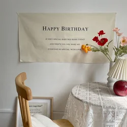 Baby Birthday Tapestry Wall Hanging Teen Room Decor Cute Letter Bedroom Decoration Nordic Home