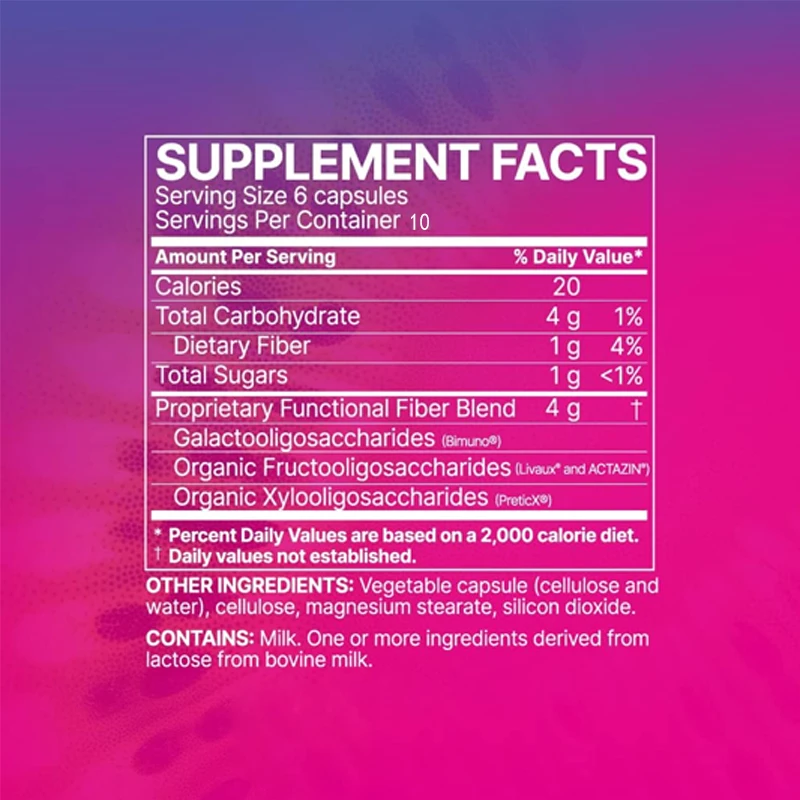 Vegetable Capsule Prebiotic Fiber Supplement, Supporting Microbial Diversity and Intestinal Health (60 Capsules)