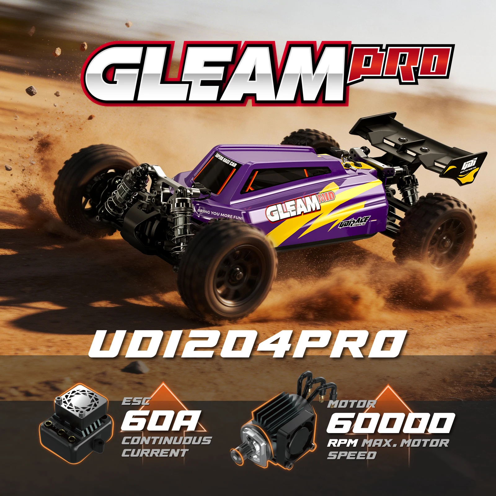 UDIRC 1/12 Scale GLEAM 4WD UD1204 UD1204PRO Brushless RC Car Ultra Fast All Terrain Desert Off Road Short Course Truck RC Car