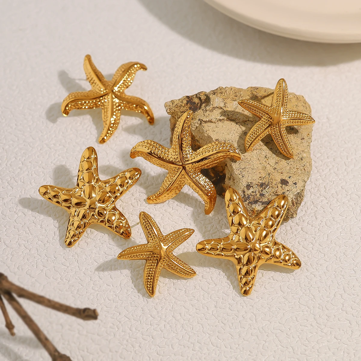 WILD & FREE 18K Gold Plated Stainless Steel Starfish Earrings for Women Creative Cute Fashion Trendy Waterproof Jewelry