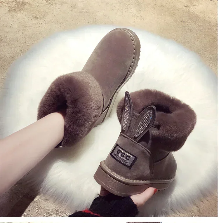 2021 New Women  Winter Snow Boots  Velvet Padded Shoes Boots Outdoor Fur Keep Warm Shoes Female  Solid  Casual Boots