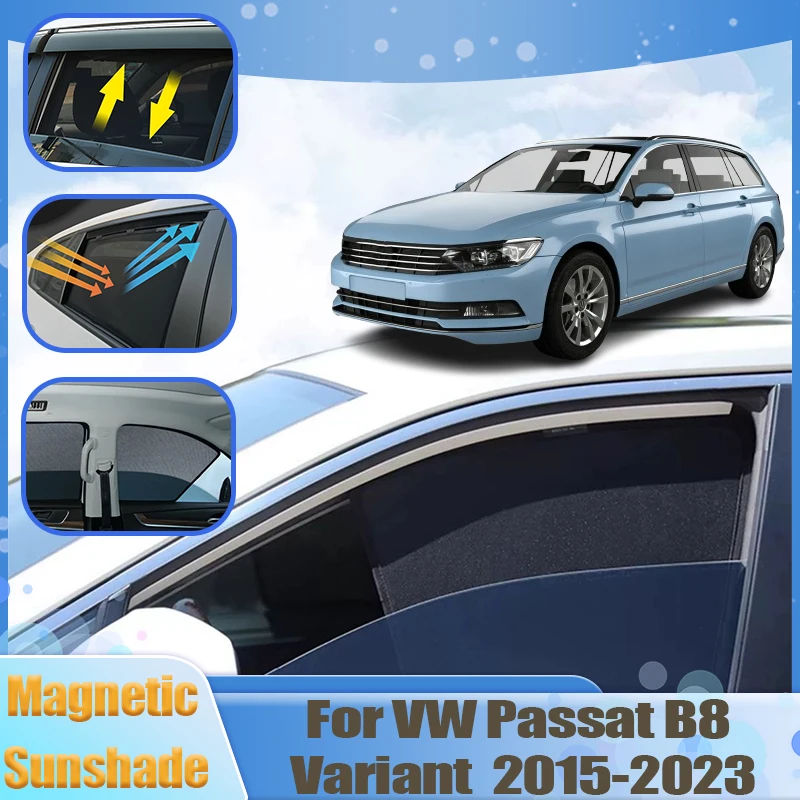 Car Sunshades For Volkswagen VW Passat B8 Variant Body Kit 2014~2023 Auto Mesh Sunshade Sun Visors Magnetic Curtains Accessories