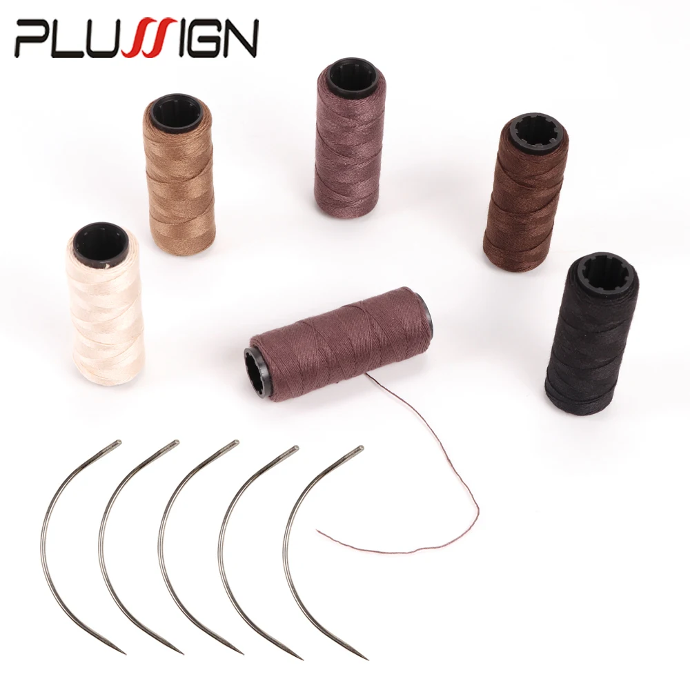 Plussign Nylon Hair Track Weft Weave Sew Thread And Needle For Clip In Extensions Wig Tools For Hair Extension Accessories