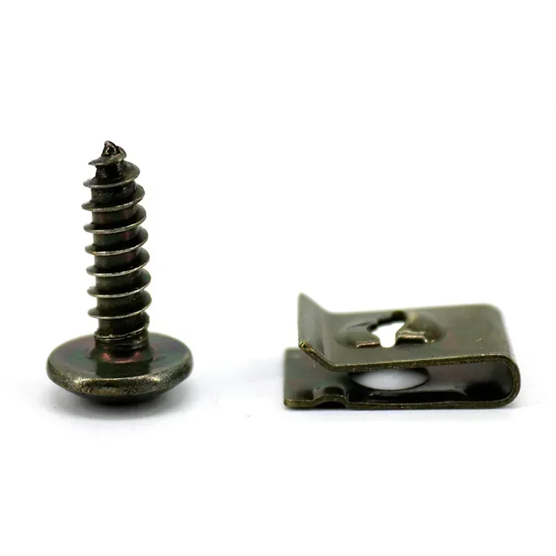 Mixed Car Motorcycles Metal 100/10pcs Screw Tapping Fastener U-Type with Screw Anti-rust Protection Clip Screw Buckle Iron Sheet