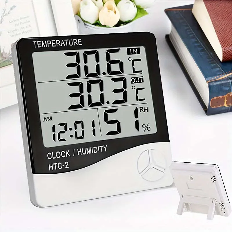 LCD Digital Household Electronic Temperature Humidity Meter Indoor Temperature Humidimeter Sensor Instrument Electronic Clock
