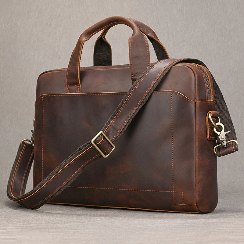 Genuine Leather Men's Briefcase laptop Computer Bag Cowskin Business Handbag For male leather crossbody shoulder bag Travel bags