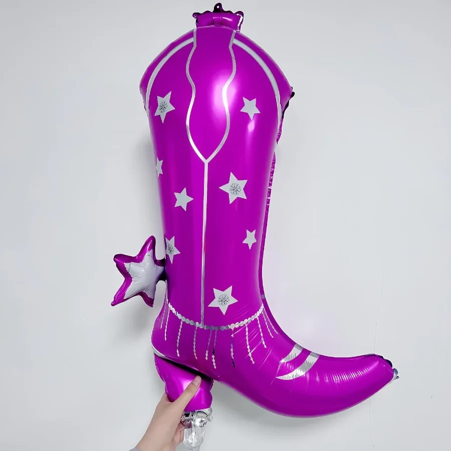 4개 핑크 카우걸 부츠+모자 포일 풍선 서부 카우 파티 장식 부츠 온 더 그라운드 파티 장식 라스트 로데오 파티 C