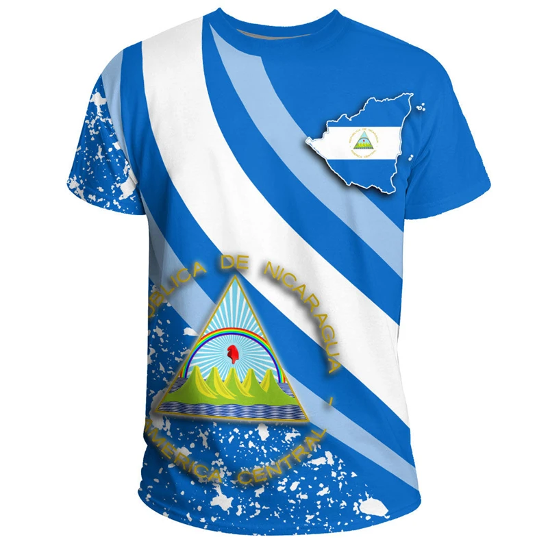 Nicaragua Flag Map 3D Printed T Shirt For Men Clothes Fashion Male T-Shirt National Emblem Tshirt Independence Day Tee Women Top