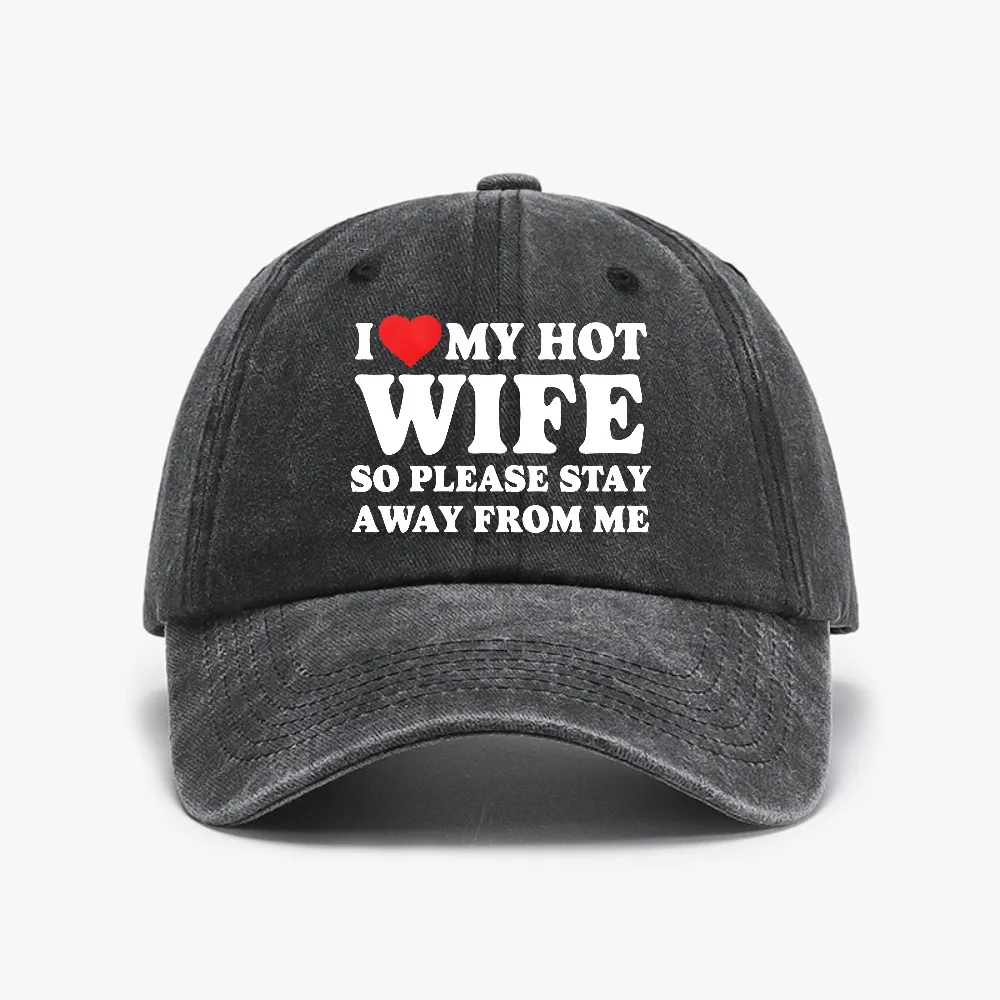 

I Love My Super Hot Girlfriend So Please Stay Away From Me Outdoor Washed denim baseball cap Male Gothic Punk Golf hats