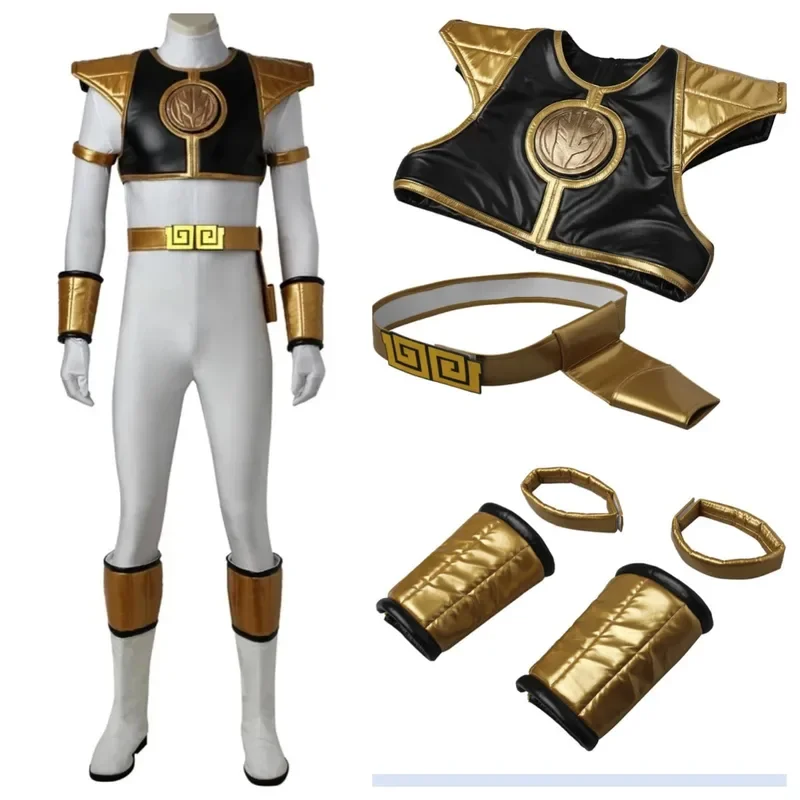 White Tommy Cosplay Ranger Costume Accessories Armor Belt Gloves and Boots Sold Separately