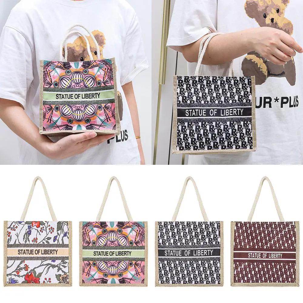 

Лидер продаж, льняная льняная сумка-тоут, портативная повседневная сумка для покупок, вертикальная студенческая сумка большой емкости для туризма