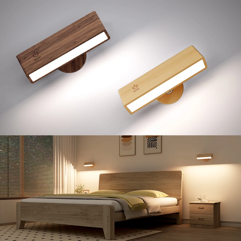 

LED Reading Sconce Wall Light Rechargeable Touch Control Magnetic 360° Rotation Nightlight for Bedroom & Night Feeding Lamp