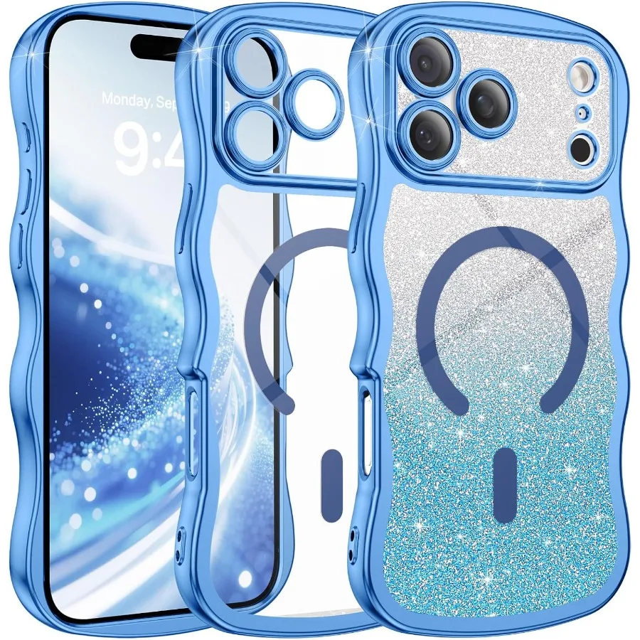 Funda protectora transparente para iPhone 17 Pro Max 6,9 con compatibilidad MagSafe Protección completa de cámara Diseño lindo de marco ondulado