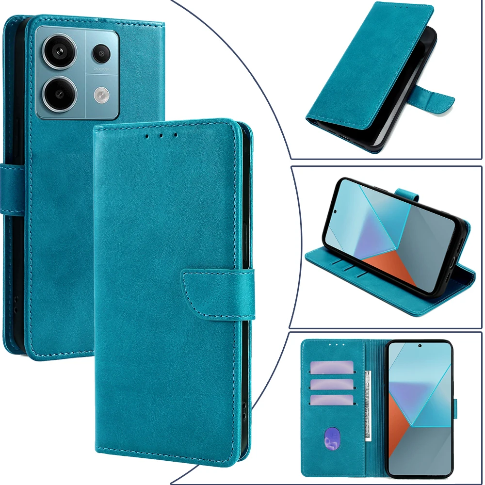 Poco X6 Pro Wallet Case Leather Flip Phone Case for Xiaomi Poco X6 X5 X4 X3 X2 Pro 5G GT NFC Magnet Buckle Case with Card Slots