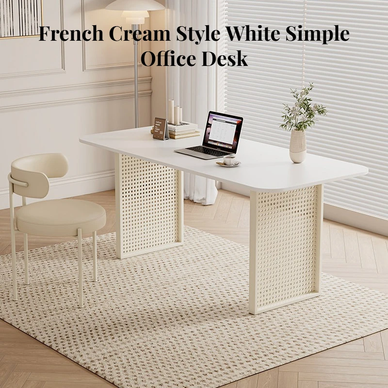 home writing office desk rock slab French cream style Computer desk white simple escritorios de habitación workshop furniture