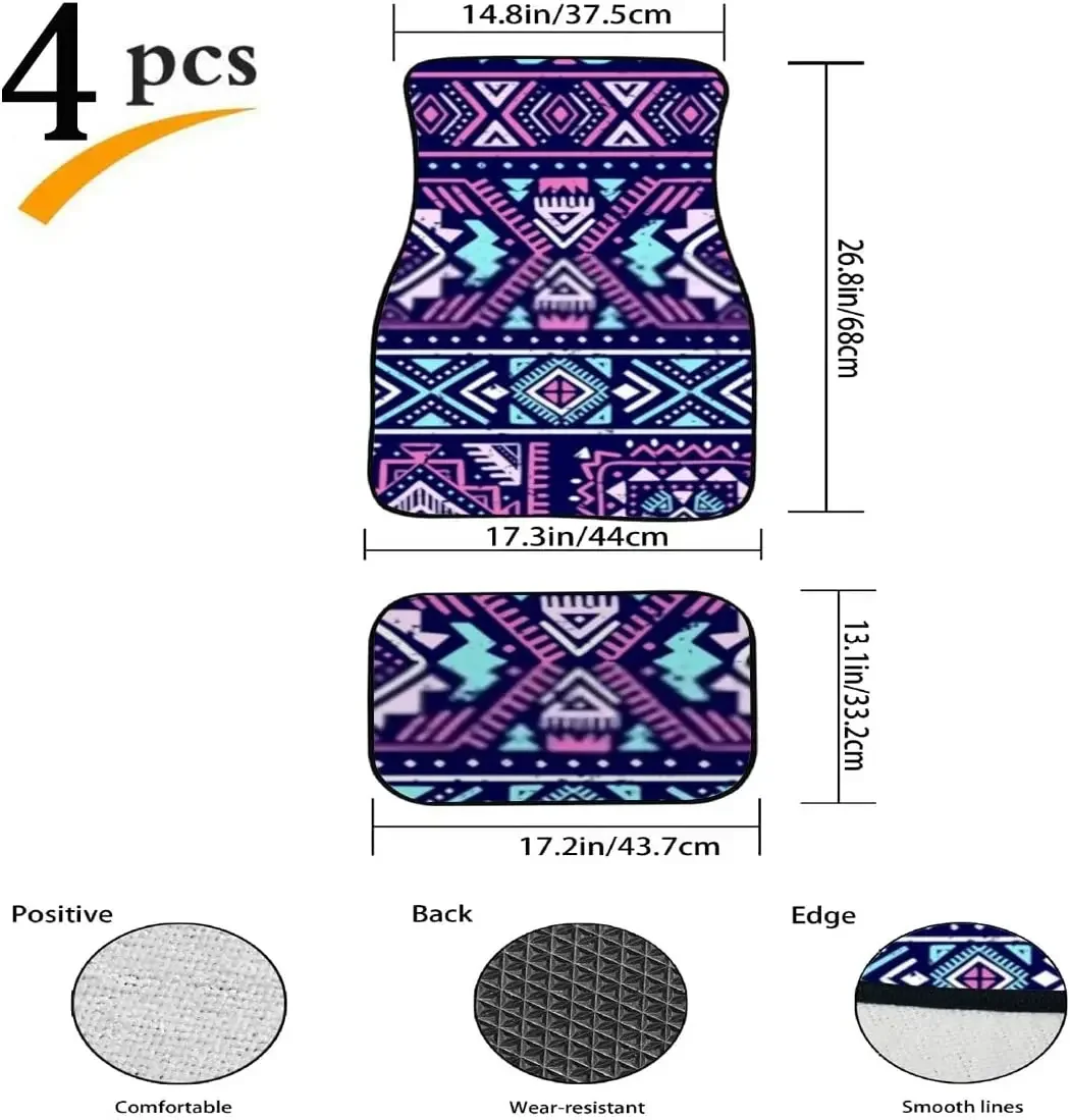 Car Floor Mats Dark Multicolor Tribal Print Design Carpet Car SUV Truck Floor Mats 4 Pcs, Car Mat