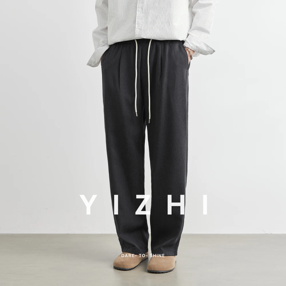 Men's Lyocell Tencel Straight Pants 2025 Summer New Loose Sportswear Pants Fashion Solid Color Casual Men's Pants