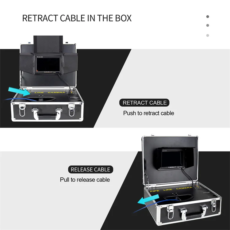7 Inch Sewer Drain Duct Plumbing Pipe Inspection Camera System 25mm Pipe Camera 20MCable 12pcs LED Lights 1200 TVL IP68 CMOS DVR