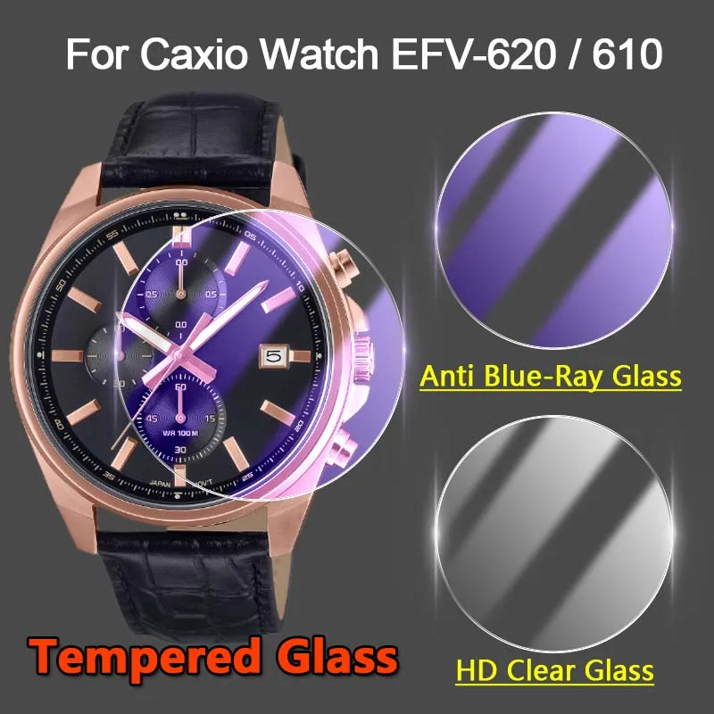 Protector de pantalla para reloj Casio EFV-620 EFV-610 EFV-600 2.5D 9H, película protectora de vidrio templado ultra transparente/anti rayos azules
